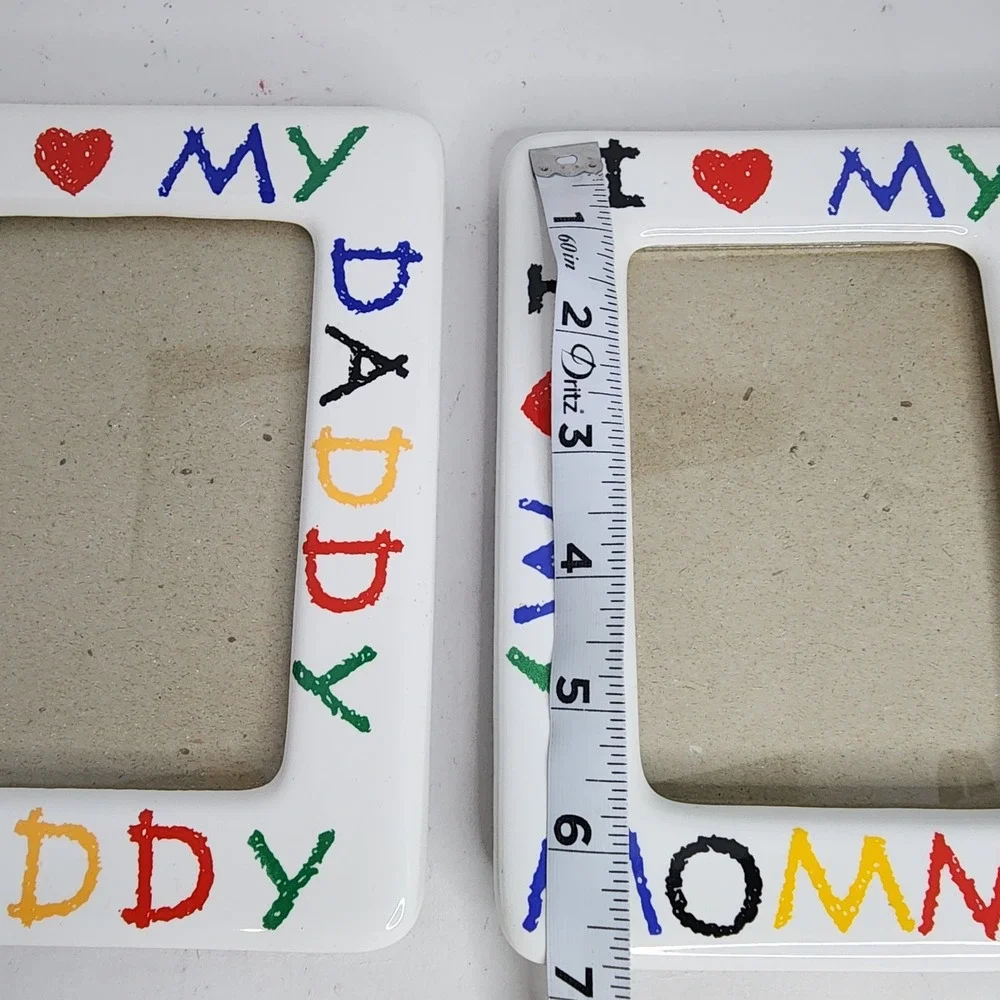 I Love My Mommy & Daddy Ceramic Unbranded Picture Frame Set Unisex OS White 90s